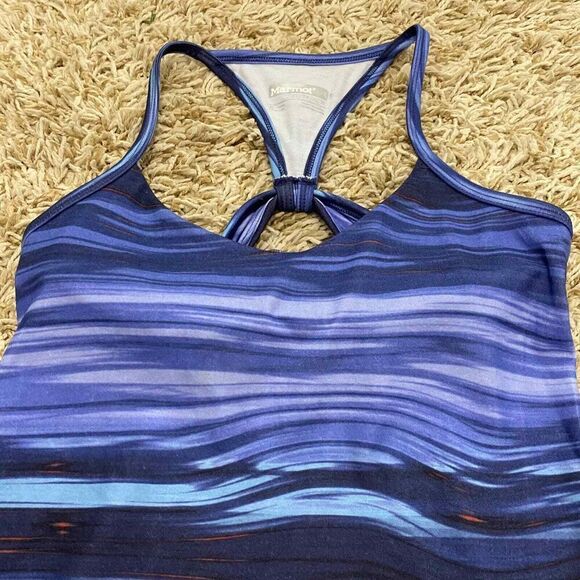 Marmot Women's Solstice Racerback UPF 50+ Tank Top Deep Dusk Scramble XS NWT - Picture 2 of 12